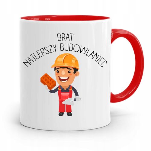 Kubek Czerwony Dla Brata Najlepszy Budowlaniec Z Nadrukiem Ze Zdjęciem na Arena.pl