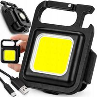 MOCNA MINI LATARKA LED KIESZONKOWA UCHWYT NÓŻKA BRELOK MAGNES OTWIERACZ
