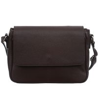 VERA PELLE torebka damska skórzana listonoszka z klapą V556 c.brązowa