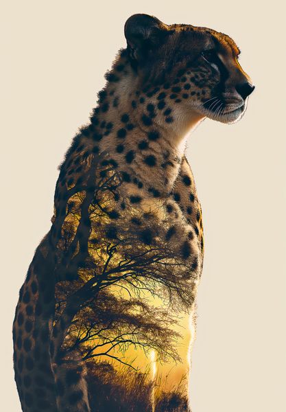 Plakat 68x98cm Gepard Duch Sawanny zdjęcie 1