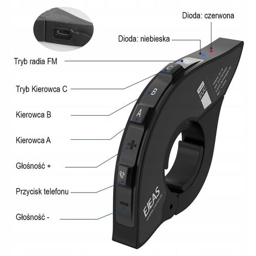 pilot sterowania do intercomów motocyklowych na kierownice ejeas bluetooth na Arena.pl