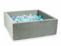 Suchy basen z piłeczkami 600 sztuk 110x110x40 Velvet szary (jasnomiętowe, turkusowe, jasnobłękitne, błękitne jasne perłowe, perłowe, białe, przezroczyste)