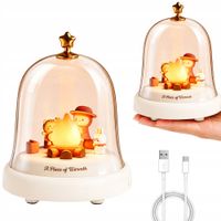 Lampka nocna świąteczna LED z ogniskiem pod kopułą i pozytywką