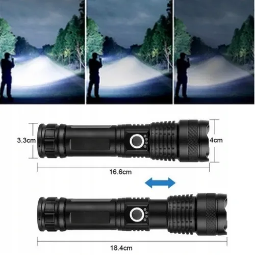 MOCNA LATARKA TAKTYCZNA WOJSKOWA LED cree XHP90 DUŻY AKUMULATOR + USB ZOOM na Arena.pl