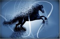 120CM 80CM OBRAZ ŚCIENNY NIEBIESKI KOŃ GMENTARYZACJA JAKUB BANAŚ