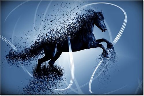 120CM 80CM OBRAZ ŚCIENNY NIEBIESKI KOŃ GMENTARYZACJA JAKUB BANAŚ na Arena.pl