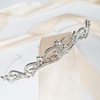 TIARA diadem na włosy srebrna elegancka cyrkonie KOKONET 4-0184