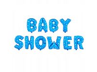 Zestaw balonów foliowych, napis „Baby Shower”, niebieski w gwiazdki, 40 cm