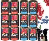 Zestaw 12x400g Karma Mokra Dla Psów RAFI MIX Smaków (Jagnięcina, Wołowina)