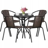 MEBLE OGRODOWE ZESTAW MEBLI OGRODOWYCH STÓŁ+4 KRZESŁA NA TARAS BALKON BRĄZ