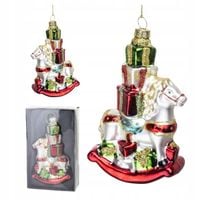 BOMBKA SZKLANA 14x7 CM KOŃ NA BIEGUNACH CHOINKĘ ŚWIĘTA PREZENTY ŚWIĄTECZNE