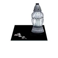 SZKLANA PODSTAWKA POD ZNICZE Z DEDYKACJĄ 25x25cm róża 567e