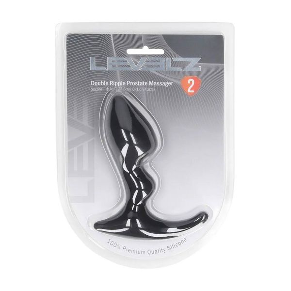 Double Ripple Silicone Prostate Massager - Black zdjęcie 1