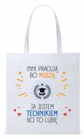 Torba Biała Eco Shopper Dla Technika Prezent Z Nadrukiem Ze Zdjęciem