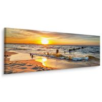 Obraz Panoramiczny MORZE Bałtyckie Plaża Zachód Słońca 145cm x 45cm
