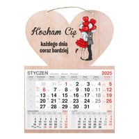 KALENDARZ SERCE 2025 jednodzielny DREWNIANY prezent WALENTYNKI twój tekst