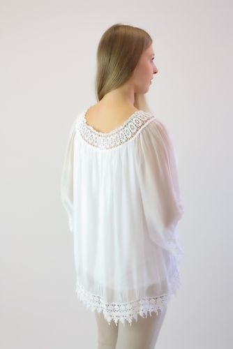 Jedwabna bluzka z koronką Fabiana Biała UNI na Arena.pl