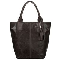 VERA PELLE torebka damska skórzana shopper z saszetką V550 c.brązowa