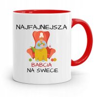 Kubek Czerwony Dla Babci Najfajniejsza Babcia Z Nadrukiem Ze Zdjęciem