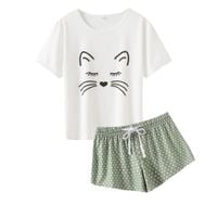 Piżama Damska Dwuczęściowa Zielona Panda Krótki Rękaw Spodenki Rozmiar 42