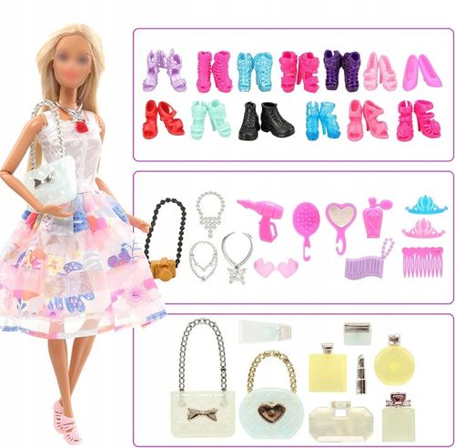 ZESTAW XL UBRANIA DLA LALEK SUKNIE BALOWE AKCESORIA PREZENT DLA DZIECKA na Arena.pl