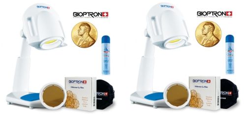 2 x Lampa Bioptron Pro 1 z filtrem fulerenowym, statyw stołowy  PAG-990-FFK z prezentem Zepter Gratis filtr - Filtr Indygo na Arena.pl