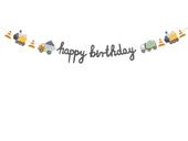 Baner Happy Birthday pojazdy budowlane plac budowy 200 cm