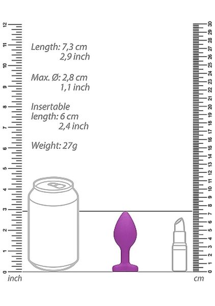 Diamond Heart Butt Plug - Regular - Purple zdjęcie 3