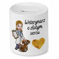 Skarbonka Dla Weterynarza O Złotym Sercu Prezent Z Nadrukiem Ze Zdjęciem Z