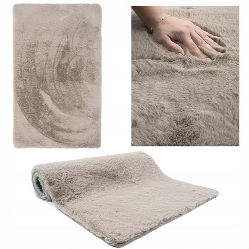 Dywan Pluszowy Rabbit do Sypialni Beżowy Dywanik Puszysty Miękki 60x100cm na Arena.pl