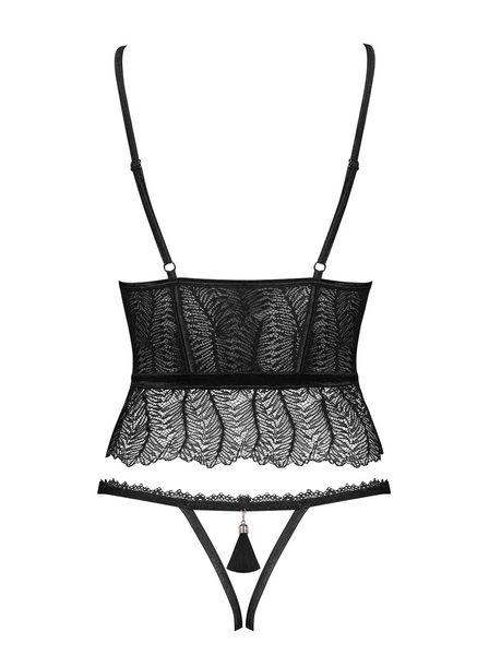 Romanesa gorset i stringi czarny - Obsessive L/XL zdjęcie 4