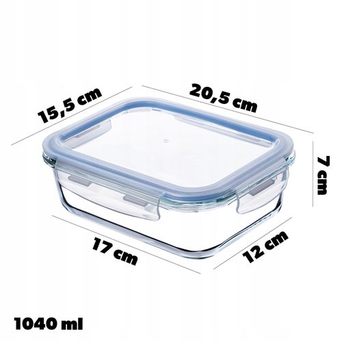 KADAX Szklany Pojemnik Na Żywność 1040ml Z Pokrywką Śniadaniówka na Arena.pl