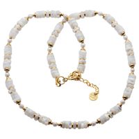 Naszyjnik - muszla biała, hematyt złoty i srebro złocone