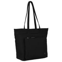 stylowa shopperka damska z poliestru w czarnym kolorze zawieszona
