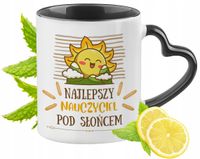 Kubek Czarny Z Uszkiem W Kształcie Serca Dla Nauczyciela Idealny Na Prezent