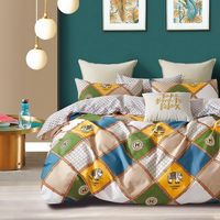 Pościel satynowa 160x200 wzór duże kolorowe romby + słonie