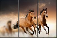 60 90CM OBRAZ 3 ELEM STADO KONI DRUK PŁÓTNO RAMA