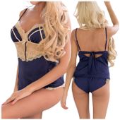 PIŻAMKA DAMSKA SEKSOWNY KOMPLET Z KORONKĄ L/XL