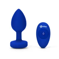 b-vibe vibrating jewel plug l/xl navy - bezprzewodowy system wibracyjny