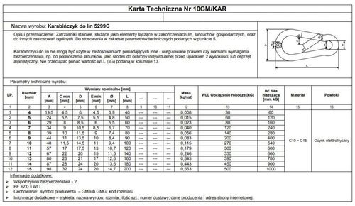 Karabińczyk Do Lin Din 5299C 14*180Mm na Arena.pl