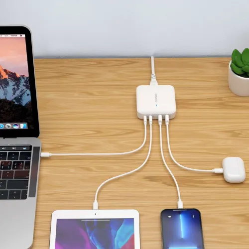 Szybka ładowarka sieciowa GaN Choetech PD8008 100W 2x USB-A / 2x USB-C biał na Arena.pl