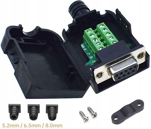 ADAPTER ŻEŃSKI DB9 RS232 REDUKTOR KONWERTER NA KABEL D-SUB ROZBIERALNY na Arena.pl
