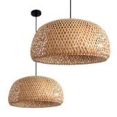 Lampa Sufitowa BAKU L duża WISZĄCA 1xE27 naturalna pleciona CZARNY Zwis