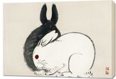 Obraz 100x70cm Black and White Rabbits, Gakan Japoński Vintage do Salonu