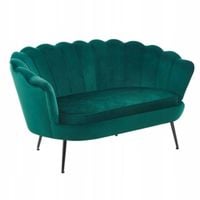 sofa ciemno-zielona welurowa 2-osobowa do gabinetu salonu furnitex