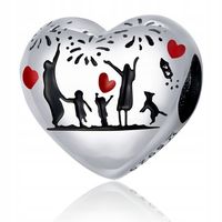 Zawieszka Srebro 925 Charms Koralik Szczęśliwa Rodzina z pieskiem