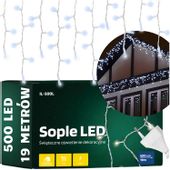 lampki świąteczne zewnętrzne sople 500 led zimny biały