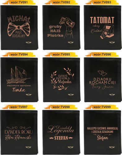 Portfel męski skórzany czarny GRAWEROWANY prezent dla kierowcy twój napis na Arena.pl