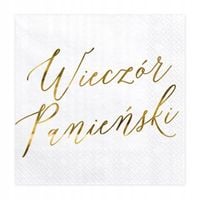 Serwetki na Wieczór Panieński białe złoty napis dekoracje 33x33 20 sztuk