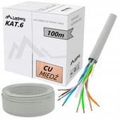 KABEL PRZEWÓD SIECIOWY LAN SKRĘTKA MIEDŹ RJ45 UTP KAT.6 CAT.6 100M LANBERG